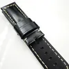 24mm Black Waxy Calf Leather Band Strap Fit For PAM Luminor Radiomir Wirst Watch