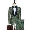 Men's Suits 2023 Men's Jacquard Casual Multicolor Suit Studio Performance Groom Wedding Two-Piece