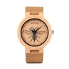 腕時計ユニセックスボボ鳥の時計自然彫刻フェイス竹の木製ケース本物の革ストラップ腕時計レリジオマスクリノB-P20