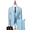 Costumes pour hommes haute qualité hommes costume ensemble Blazers affaires 3 pièces formel gilet pantalon plein manteaux 2023 mariage élégant vestes