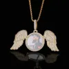 Hip Hop ailes d'ange personnalisé Photo pendentif collier Bling Zircon diamant bijoux