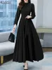 Casual Dresses Zanzea Elegant Women Spring A-Line Party Sundress Casual Long Sleeve Maxi Dress Kaftan Long Vestidos Oversize Robe Femme 230313