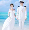 Herrspårar Militära fans Collection Navy Cadre Uniform Summer Ceremony Wedding Clothing Spring Guard of Honor Performance White Unifo