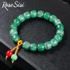 Charme Bracelets Rose Sisi Style Chinois Popcorn Crack Cristal Bracelet Corde Élastique Pour Les Femmes Imitation Jade Barrel Perles Bijoux Cadeau