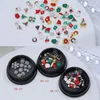 Decorazioni per nail art 1 scatola di Natale in lega mista 3D fiori di neve albero cappello calzini cervo pupazzo di neve strass ornamenti per manicure