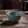 ボウルズ日本のクリエイティブハンドメイドロープ陶器サラダボウルフルーツパンキッチンディナーウェア用のパーソナライズされたビンテージセラミック