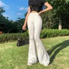 Women's Pants 2023 Women Close-fitting Flared Solid Color Elastic High Waist Trousers For Shopping Dating Vacation Office School Party