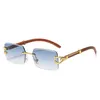 2024 meilleurs designers 10% de réduction sur le concepteur de luxe Nouveaux lunettes de soleil pour hommes et femmes 20% de réduction S8034 Wood Grain Leopard Head Women Cut Edge Tidal