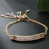 Charmarmband kopparbana som ställer in kubisk zirkonbar kron justerbar kedja för kvinnliga älskare smycken gåva