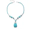 Hanger kettingen Boheemse kralen ketting antieke zilveren kleur blauw drop vlinder hangers dames meisjes choker kraag sieraden geschenken 1pcpend