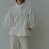 Women's Blouses Kuzuwata Japanse Blusas Mujer de Moda 2023 Zet kraag vaste kleur drie kwart mouw shirts met één borsten