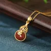 Correntes XL543 Zfsilver S925 Sterling Silver Moda Trendy South Red Agate Hetian Jade Money Colares de cabaça para mulheres jóias de casamento