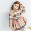 Tench Mäntel Herbst Winter Mädchen Trenchcoat Teenager Langarm Trench Jacke Zweireiher Gürtel Windjacke Kinder Niedlichen Mantel Für 2-12Y 230313