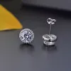 Brincos de prata esterlina 925 clássicos brincos redondos simulados de diamante de 4 mm para mulheres, homens, joias, presente adorável para meninas