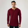 Hommes T-shirts Hommes Mode Bodybuilding Respirant Solide Couleur Fitness À Manches Longues Casual Automne Et Hiver Tendance Mince Chemise De Sport