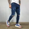 Men s Jeans Men Knee Hole Ripped Stretch Skinny Denim Pants Solid Color Black Blue Autumn Summer Hip Hop Style Slim Fit Trousers S 4XL 230313