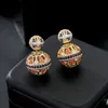 Boucles d'oreilles à goujons à billes colorées en zircon coloré de luxe de haute qualité, bijoux ethniques vintage pour cadeau femme 230313