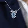 Chaînes collier aigue-marine femmes petite amie femme cadeau boîte à bijoux Zircon cristal pendentif clavicule