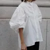 Women's Blouses Kuzuwata Japanse Blusas Mujer de Moda 2023 Zet kraag vaste kleur drie kwart mouw shirts met één borsten