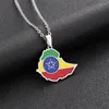 Chains Africa Maps Ethiopian Map Flag Pendant Necklaces Gold Color/Silver Color Jewelry Ethiopia National Necklace