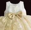 Vestidos de menina bebê para vestido de batismo de verão Bordado vestido infantil de 1 ano de casamento