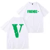 Vlone Men's Thirts Men and Women's Short Sleeve Reck Reck Brick Vervice Vervice Print Print Friends Bottom Fashion Hip Hop Louse Cirt