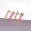 Orecchini a cerchio 5 paia rame geometrico per donna smalto rosa pendientes mujer bijoux gioielli femme