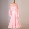 Stage Wear Sexy Modern Dance Costume Pink Round Neck Ballroom Competition Dress Women Long Big Swring Waltz Clothes