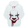 Herrtröjor Horror Movie Chapter 2 3D Tryckt hoodie Sweatshirt Män och kvinnor Fashion Casual Fun Pullover It Clown Print Mönster