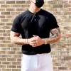 Heren t-shirts knopkraag man mode t-shirt shirt casual mode gewoon kleur mouw hoogwaardige slanke shirt heren fitness homme tee 230313