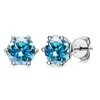 S925 Silver kolczyki ucha Stud Modna Diamond Układka Kobiety kolczyki Srebrne kolczyki na kolczykach Lady Moissanite Six-Claw Studs Bling Classic 1CT Ear Pierścień