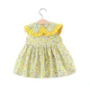 Robes fille 2023 tenues d'été enfant en bas âge né bébé vêtements fleurs mignonnes sans manches coton imprimé princesse robe de plage chapeau de soleil