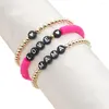 Strand Go2Boho 3 pièces coloré Heishi Bracelet polymère argile couleur or perles bijoux pour femmes coeur amour maman lettre Bracelets en gros