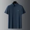 Męskie koszulki Premium Ice Silk oddychający krótkoczepowy t-shirt męski Lapel Summer Summer Luksusowy najlepsza marka haftowana koszula polo Casual Men's Wear 230313