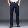 Herr jeans klassisk stil mäns svartblå vanlig passform jeans affär casual stretch denim byxor mäns märke byxor 230403