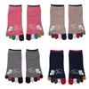 Femmes chaussettes 3 paires cinq doigts femme coton court Tube orteil dessin animé belle cheville japonaise avec orteils séparés