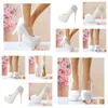 Schoenen 2022 Witte parels Dikke kitten Hoge hiel kanten Pumps Princess Party Birthday Heels Drop Delivery Events Accessoires Dhzoy