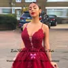 Feestjurken rode applique kant prom long 2023 chique parels lovertjes avondjurken voor dames tule vestidos elegantes para mujer