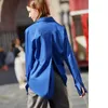 Kvinnors blusar skjortor Ael Royal Blue Shirt Women Lapel Blouse Feminina Fashion Safari Style Spring Summer Top Clothing Loose Plus Size 230311