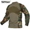 Men's T-Shirts TACVASEN Men Summer Tactical T-shirt Army Combat Airsoft Tops Long Sleeve Military tshirt Paintball Hunt Camouflage Clothing 5XL 230311