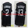 2021 Basketbal 2 Kawhi 13 Paul Leonard George Jersey Gestikt Zwart Wit Blauw