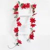 Kwiaty dekoracyjne sztuczne poinsettia kwiat girlandy fałszywa roślina wisząca rattan bożonarodzeniowa dekoracja akcesoria