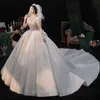 2023 Арабские свадебные платья Милая атласная с коротким рукавом винтажные срезы рюшированные сексуальные открыты