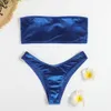 Badkläder sammet thong bikinis kvinnor brasilianska baddräkt solid sexig bandeau simning badkläder kvinnlig strandkläder baddräkt 230313