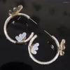 Kolczyki obręcze luksusowe kolorowe wiosenne oświadczenie motylowe dla kobiet przyjęcie weselne Cubic cyrklonia CZ Dubai Bridal Biżuter
