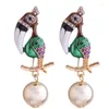 Brincos de garanhão Animal Fish Seahorse Flamingo Pearl Multi-Color Full Crystal Birds Snake Party Ear Jewelry Gifts