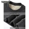 Herren Hoodies Sweatshirts Tacvasen Herren Fleece Crewneck Sweatshirt warme Sherpa Stark verdickte Unterwäsche Winterpullover Tops Hemden kein Hood Hoodie 230311