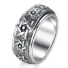 Bröllopsringar Rotertable Silver Ring Mens Retro Creative Domineering Sixpointed Star Wide Version Thai pekfingret Stängt tillbehör 230313