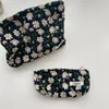 Storage Bags Daisy Cosmetic Bag Embroidery Floral Makeup Case Organizer Korean Travel Toiletry Portable Large-capacity