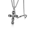 Pendentif Colliers Rétro Vintage Hommes Collier Cylindrique Bambou Croix Dieu Chrétien Religieux Mâle Bijoux En Acier Inoxydable 24 Pouces